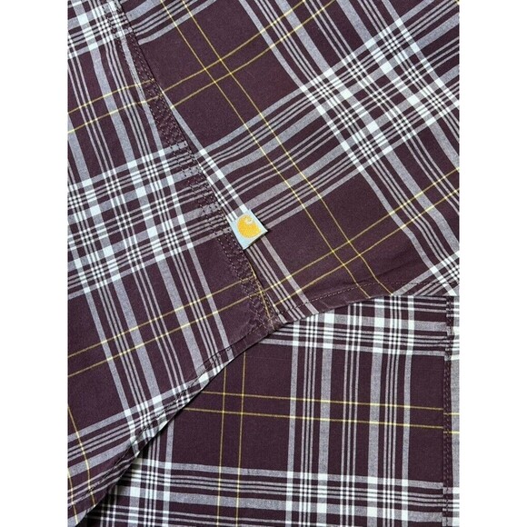 Mens Carhartt Long Sleeve Button Down Shirt Brown Plaid Size XL - Picture 6 of 9